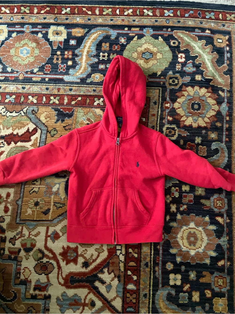 Polo by Ralph Lauren Red Kids Zip Hoodie with Embroidered Pony